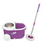 Kit Spin Mop de Limpeza em Inox Balde com Esfregao Rodinhas Dispenser e Puxador Vassoura com Centrif