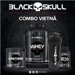 Ficha técnica e caractérísticas do produto Combo Kit Suplemento Vietnã 2 100% Whey + Creatina + BCAA + Coqueteleira - Black Skull - Caveira Preta