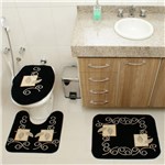 Ficha técnica e caractérísticas do produto Kit Tapete de Banheiro Royal Luxury 3 Peças Rln 102 Preto Rayza