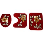 Ficha técnica e caractérísticas do produto Kit Tapetes para Banheiro Royal Luxury Vermelho Veludo 3 Peças - Rayza