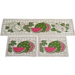Ficha técnica e caractérísticas do produto Kit Tapetes para Cozinha Sisal Look Melancia 3 Peças - Rayza