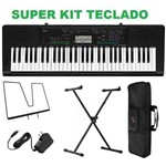 Kit Teclado Digital Musical Ctk-3400 Casio + Fonte + Suporte X e Capa Transporte