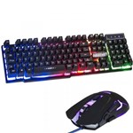 Ficha técnica e caractérísticas do produto Kit Teclado Semi Mecânico + Mouse Gamer Profissional Usb Abnt2 Led Rgb Metal BK-152C GM-720 Preto - Exbom/infokit