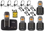 Ficha técnica e caractérísticas do produto Kit Telefone Fixo Sem Fio com Bina 2 Linhas 4 Ramal Headset