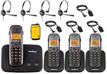 Ficha técnica e caractérísticas do produto Kit Telefone Fixo Sem Fio Com Bina 2 Linhas 3 Ramal Headset