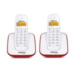 Ficha técnica e caractérísticas do produto Kit Telefone Sem Fio + 1 Ramal Branco e Vermelho TS 3110 - Intelbras