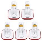 Ficha técnica e caractérísticas do produto Kit Telefone Sem Fio + 4 Ramais Branco e Vermelho TS 3110 - Intelbras