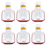 Ficha técnica e caractérísticas do produto Kit Telefone Sem Fio + 5 Ramais Branco e Vermelho TS 3110 - Intelbras