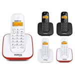 Ficha técnica e caractérísticas do produto Kit Telefone Sem Fio Digital TS 3110 + 4 Ramal Intelbras Branco / Preto / Vermelho