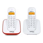 Ficha técnica e caractérísticas do produto Kit Telefone Sem Fio Digital TS 3110 com Ramal Intelbras Branco / Vermelho
