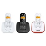 Ficha técnica e caractérísticas do produto Kit Telefone Sem Fio Digital TS 3110 + 2 Ramal Intelbras Branco / Preto / Vermelho