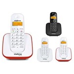Ficha técnica e caractérísticas do produto Kit Telefone Sem Fio Digital TS 3110 + 3 Ramal Intelbras Preto / Branco / Vermelho