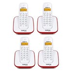 Ficha técnica e caractérísticas do produto Kit Telefone Sem Fio + 3 Ramais Branco e Vermelho TS 3110 - Intelbras