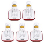 Ficha técnica e caractérísticas do produto Kit Telefone Sem Fio TS 3110 + 4 Ramais TS 3111 Branco e Vermelho TS 3110 - Intelbras