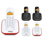 Ficha técnica e caractérísticas do produto Kit Telefone Sem Fio Ts 3110 + 4 Ramal Intelbras Branco , Preto e Vermelho