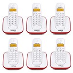 Ficha técnica e caractérísticas do produto Kit Telefone Sem Fio TS 3110 + 5 Ramais TS 3111 Branco e Vermelho TS 3110 - Intelbras