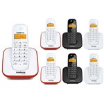 Ficha técnica e caractérísticas do produto Kit Telefone Sem Fio Ts 3110 + 6 Ramal Intelbras Branco , Preto e Vermelho