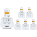 Ficha técnica e caractérísticas do produto Kit Telefone Sem Fio Ts 3110 com 5 Ramal Adicional Intelbras Branco Dect 6.0