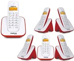 Ficha técnica e caractérísticas do produto Kit Telefone Sem Fio Ts 3110 com 5 Ramal Intelbras Vermelho