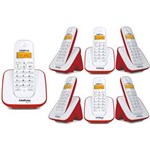 Ficha técnica e caractérísticas do produto Kit Telefone Sem Fio TS 3110 com 6 Ramal Intelbras Branco / Vermelho com Identificação de Chamadas.