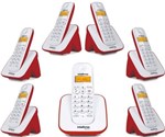 Ficha técnica e caractérísticas do produto Kit Telefone Sem Fio Ts 3110 com 6 Ramal Intelbras Vermelho