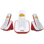 Ficha técnica e caractérísticas do produto Kit Telefone Sem Fio Ts 3110 com 2 Ramal Adicional Intelbras Branco / Vermelho Dect 6.0