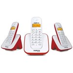 Ficha técnica e caractérísticas do produto Kit Telefone Sem Fio Ts 3110 com 2 Ramal Intelbras Branco / Vermelho com Identificação de Chamadas