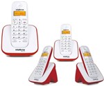 Ficha técnica e caractérísticas do produto Kit Telefone Sem Fio Ts 3110 com 3 Ramal Intelbras Vermelho