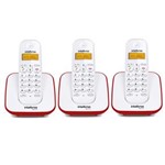 Ficha técnica e caractérísticas do produto Kit Telefone Sem Fio TS 3110 + 2 Ramais TS 3111 Branco e Vermelho TS 3110 - Intelbras