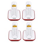 Ficha técnica e caractérísticas do produto Kit Telefone Sem Fio TS 3110 + 3 Ramais TS 3111 Branco e Vermelho TS 3110 - Intelbras
