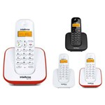 Ficha técnica e caractérísticas do produto Kit Telefone Sem Fio Ts 3110 + 3 Ramal Intelbras Branco , Preto e Vermelho
