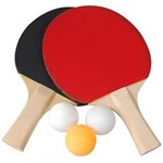 Ficha técnica e caractérísticas do produto Kit Tênis de Mesa C/ 2 Raquetes e 3 Bolinhas - Ping Pong