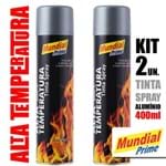 Ficha técnica e caractérísticas do produto Kit Tinta Spray Alta Temperatura Alumínio - 2Un. de 400 Ml
