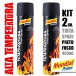 Ficha técnica e caractérísticas do produto Kit Tinta Spray Alta Temperatura Preto Fosco (2 Unidades)