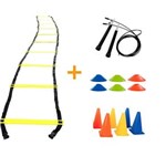 Ficha técnica e caractérísticas do produto Kit Treino Funcional Escada Agilidade Cones e Corda de Pular Yangfit