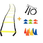 Ficha técnica e caractérísticas do produto Kit Treino Funcional Escada Agilidade Cones e Corda de Pular - Yangfit