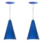 Ficha técnica e caractérísticas do produto Kit 02 Luminárias Pendente Cone em alumínio - Cor Azul