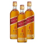 Kit: 3 Whiskys Importado Johnnie Walker Red Label 1l 8 Anos