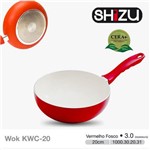 Ficha técnica e caractérísticas do produto KIT Wok Ceramica Vermelha 20cm - 3,0mm Shizu + Tampa Pegador Vermelho 20cm