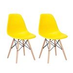 Ficha técnica e caractérísticas do produto Kit - 2 X Cadeiras Charles Eames Eiffel DSW - Amarelo - Madeira Clara