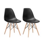 Ficha técnica e caractérísticas do produto Kit - 2 X Cadeiras Charles Eames Eiffel DSW - Preto - Madeira Clara