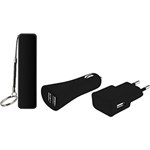 Ficha técnica e caractérísticas do produto Kit 3x1 Power Bank Multilaser com Cabo Micro USB Carregador Automotivo/Carregador Parede