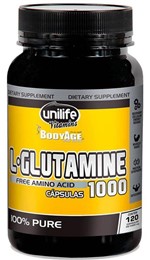 Ficha técnica e caractérísticas do produto L Glutamina 100% Pura 1000mg 120 Cápsulas - Unilife