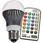 Lâmpada de LED RGB E-27 com Controle Remoto 16 Cores 5 Níveis de Intensidade Luminosa - FLC