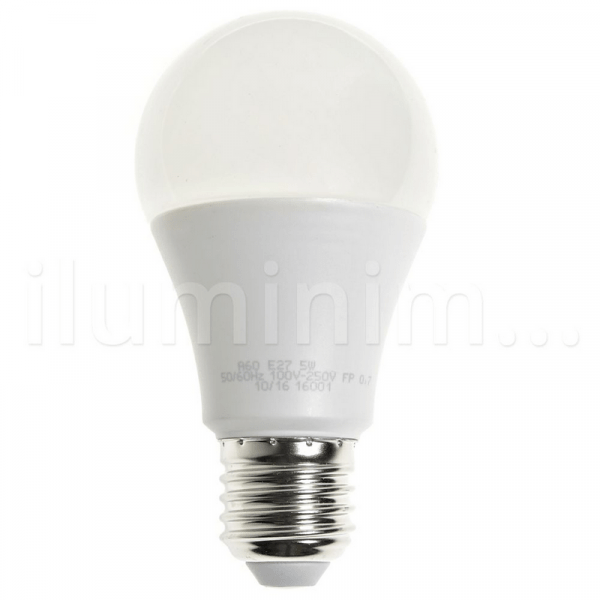 Ficha técnica e caractérísticas do produto Lâmpada Bulbo LED A60 5W Bivolt Branca - Amarela - Iluminim Led