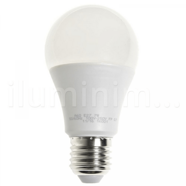 Ficha técnica e caractérísticas do produto Lâmpada Bulbo LED A60 7W Bivolt Branca - Amarela - Iluminim Led