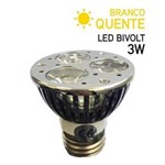 Ficha técnica e caractérísticas do produto Lâmpada LED Dicróica 3W Bivolt E27 Branco Quente