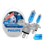 Ficha técnica e caractérísticas do produto Lâmpada Super Branca H4 Crystal Vision Ultra Philips 4300k + Pingo
