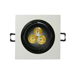 Ficha técnica e caractérísticas do produto Lâmpada Super LED 3w Spot Quadrado Embutir Preto Branco Quente - Bivolt
