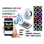 Ficha técnica e caractérísticas do produto 2 Lampadas Led Musical Rgb C/bluetooth Caixa De Som